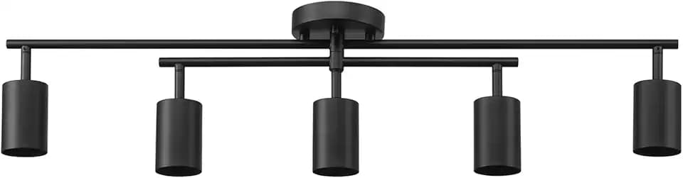 Globe Electric 5-Light Track Lighting, Matte Black, Center Swivel Bar, Adjustable Shades, Dimmable, 64000052