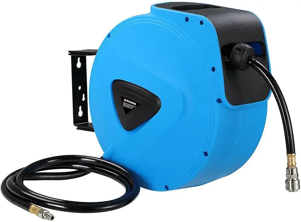 Bakaji Druckluft-Schlauchtrommel mit Schlauch, 20 m, Anschluss /4 Zoll, Wandbefestigung, automatisches Verriegelungssystem, platzsparend, Zubehör für Kompressor, Druckluftdruck, max. 8 bar