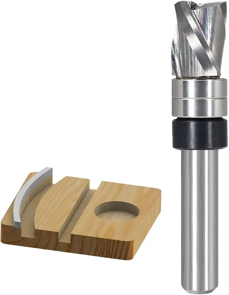 Flush Trim Router Bit 1/4 Shank, Down-Cut Carbide Head 3-Flute, 3/8" Diameter, 1/2" Cutting Length, Pattern Template Spiral Flush Trim Router Bit, for Grooves, Bottom Cleaning, Wood Trimming