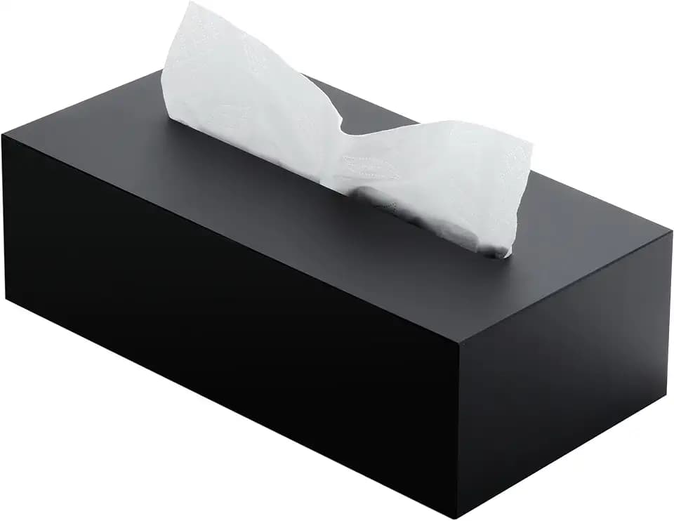 SANRUI Acrylic Rectangle Tissue Box with Snap Bottom, Matte Black