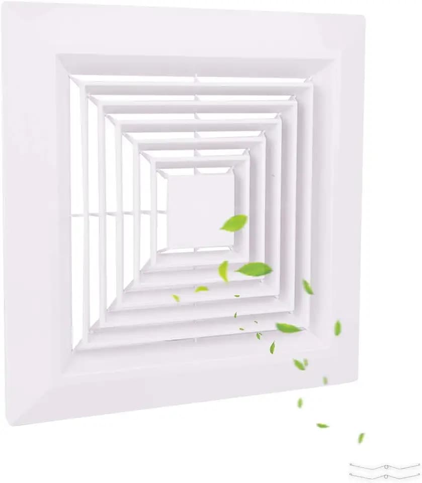 1-Piece(12"x12"Inches) Bathroom Exhaust Fan Cover with Spring, Square Ceiling or Wall Mounted Exhaust Fan, Ceiling Fan, Grille, Air Diffuser, Diverter Ventilation Hood, Replacement Accessories