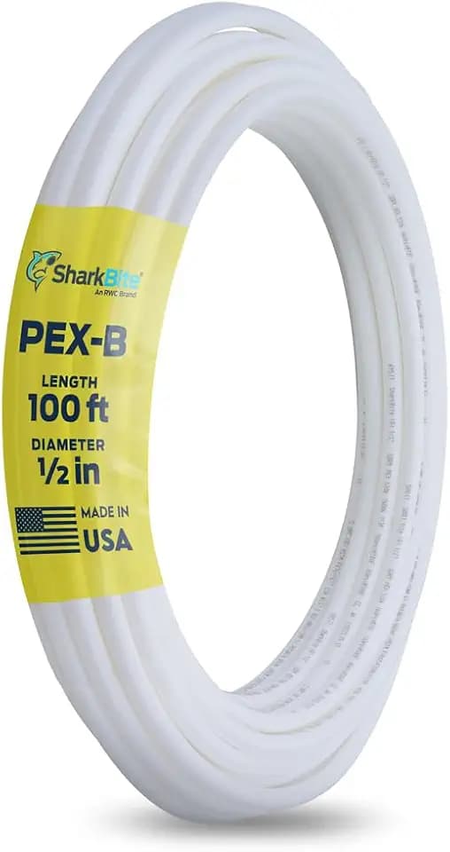 SharkBite 1/2 Inch x 100 Feet White PEX-B, PEX Pipe Flexible Water Tubing for Plumbing, U860W100