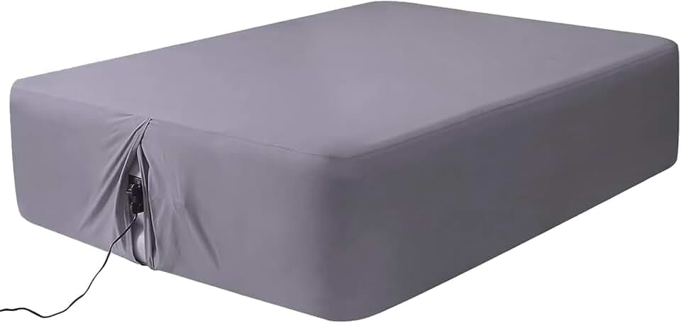 Queen Fitted Sheet for Air Mattress with 16-24 Inch Deep Pocket, Gray
