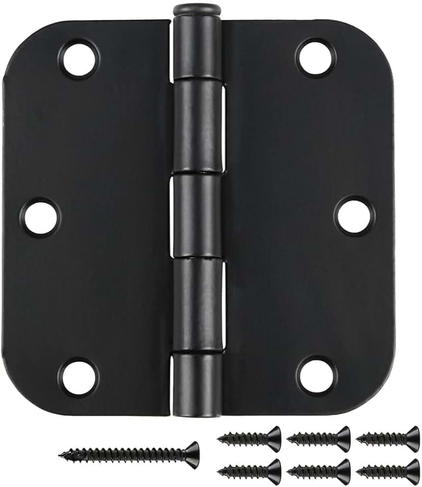 30 Pack Matte Black Interior Door Hinges Round 3.5" with 5/8" Radius