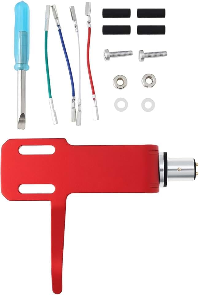 EMSea 8 mm Plattenspieler-Headshell-Halterung, Stylus-Set, geeignet für verschiedene LP Phono, Rot