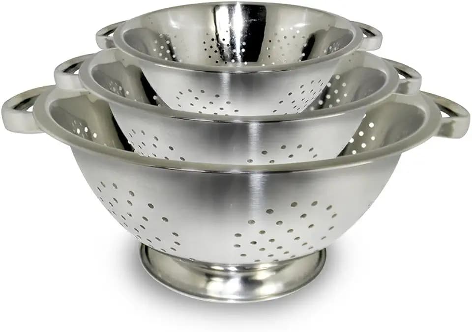 ExcelSteel Colander Set Stainless Steel | Nesting Design | Mirror Polished | Oversized Handles | 1-4 Quart, Set of 3
