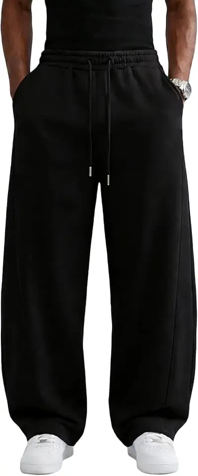 Wangdo Men's Baggy Sweatpants Wide Leg Lounge Cotton Casual Jogging Pants