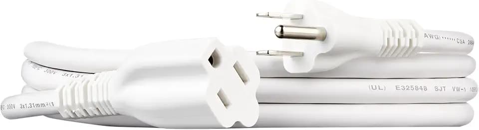 Amazon Basics Extension Cord, 3 Prong Outlet Extender, Indoor, 13 Amps, 125V, 6 Ft, White