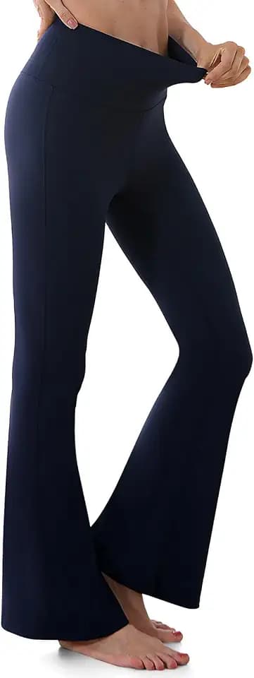 Schlaghose Damen High Waist Bootcut Leggings, Flared Yogahose Stretch