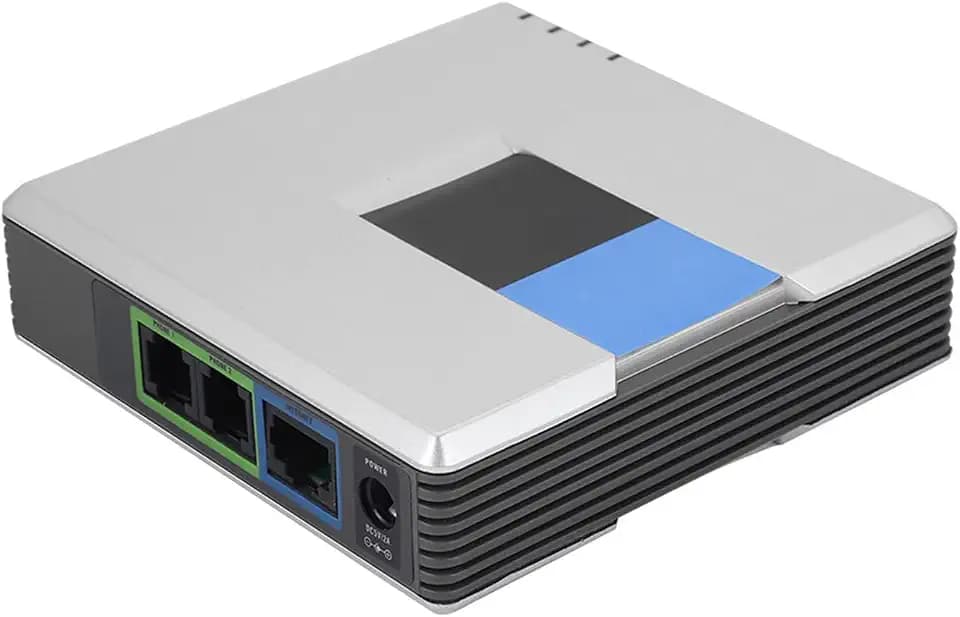 Bewinner VoIP-, 2 Ports Analoger Telefonadapter, VoIP-Telefonadapter Unterstützt SIP V2-Protokoll DHCP, PAP2T Internet-Telefonadapter mit RJ45-Netzwerkkabel für (EU-Stecker)