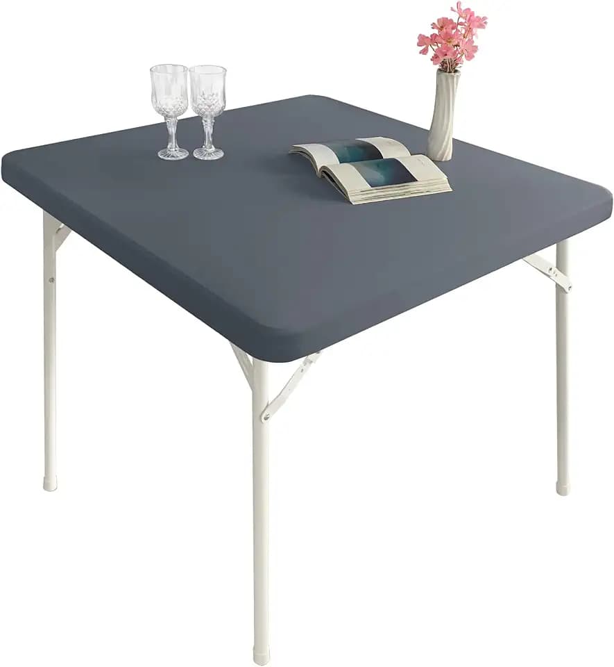 Spandex Stretch Square Table Covers Caps Cocktail Fitted Elastic Square Tablecloth Gray 34x34 Inch
