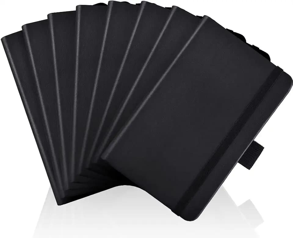 AISBUGUR Pocket Notebook 3.7" x 5.7" Small Notebook 8 Pack Black
