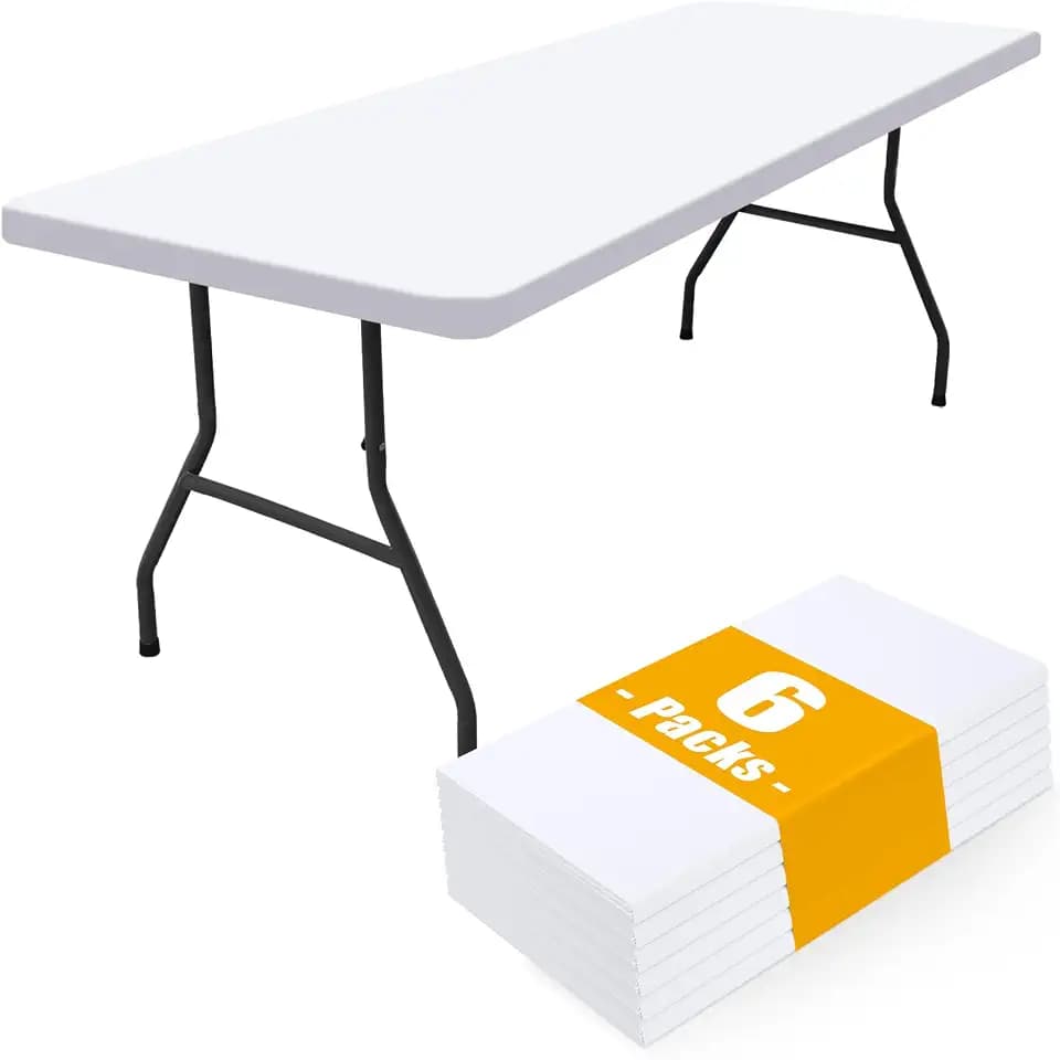 Smiry 6 Pack Elastic Fitted Polyester Tablecloths for 8 Foot Tables