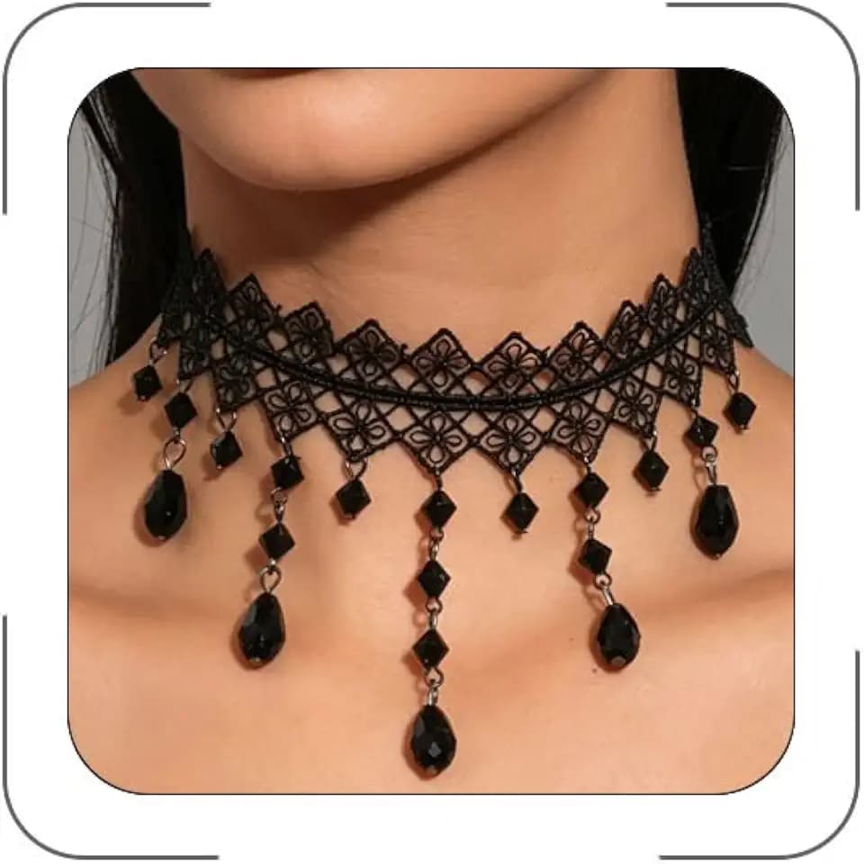 Witch Jewelry Goth Black Lace Choker Necklaces for Women