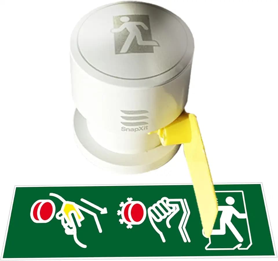 Break Glass Emergency Equipment by SafeTSystems - Fixed in place specialist window breaker for emergency escape from buildings and homes with toughened glass doors, walls or windows. (White)