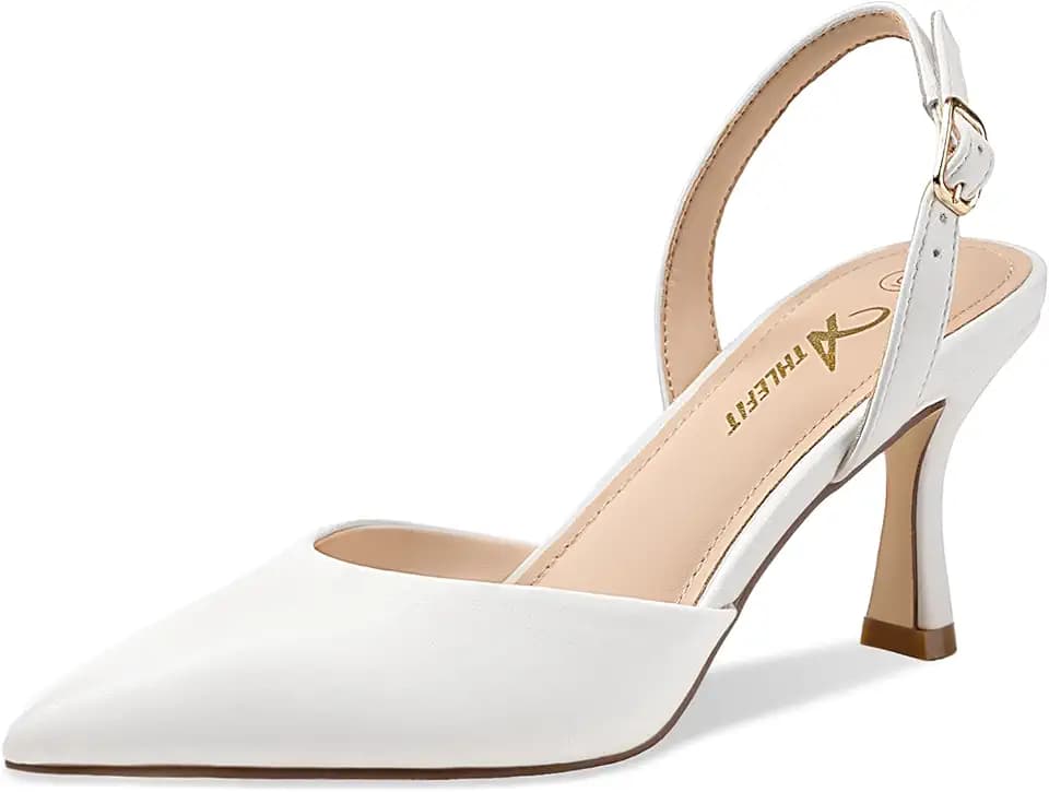 Athlefit Women's Kitten Heels Closed Toe Pumps Shoes