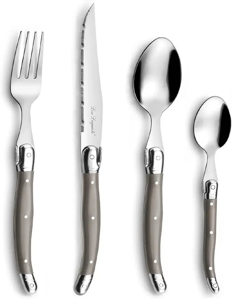 Amefa Lou Laguiole Tradition 24pc Flatware set, 18/0 Stainless Steel, Taupe