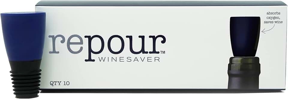Repour Wine Saver and Stopper - Removes Oxygen, Preserving and Keeping Wine As Fresh As The Day The Bottle Was Opened (10-Pack)