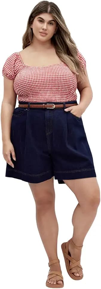 City Chic Women's Plus Size Top - Cute Gingham