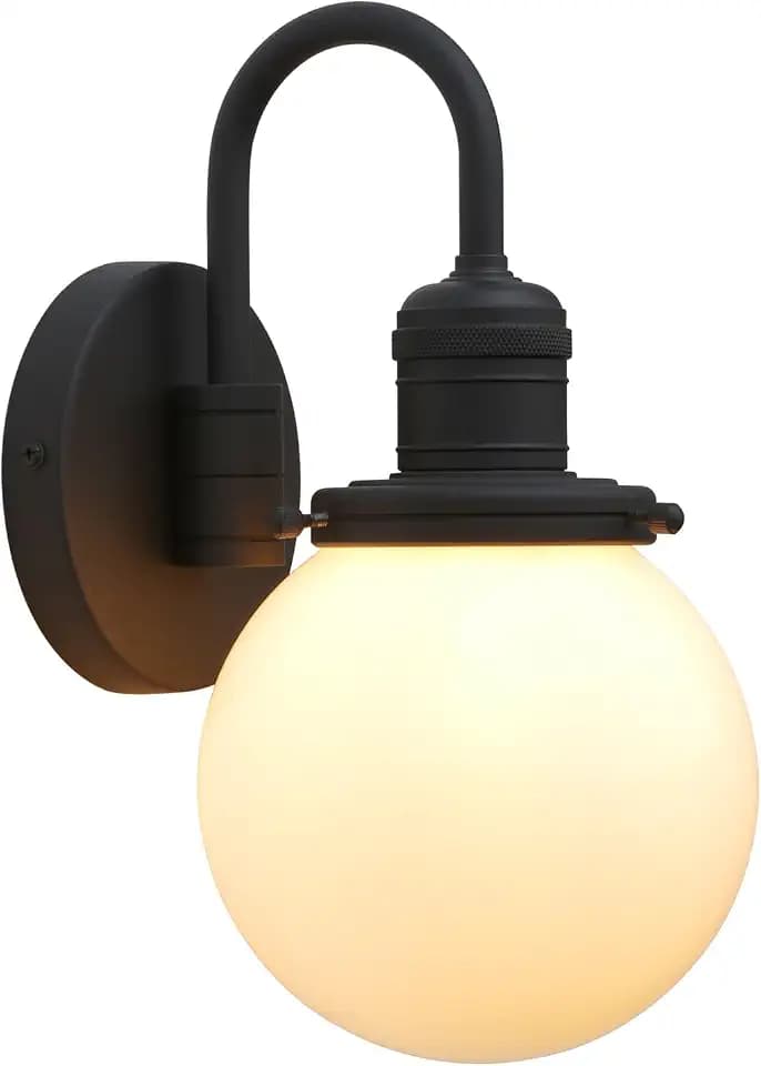 Yosoan 1-Light Vanity Brass Wall Sconce with Milk Round Glass