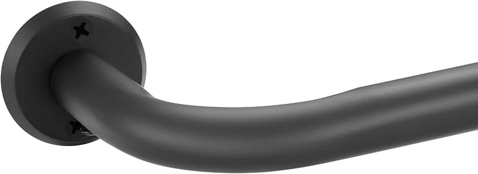 Room Darkening Curtain Rods for Windows, 28 to 53 Inches Splicing Construction Drapery Rod, 1" Adjustable Blackout Wrap Around Curved Curtains Rod, Wall Mounted Ceiling Mounted, Matte Black