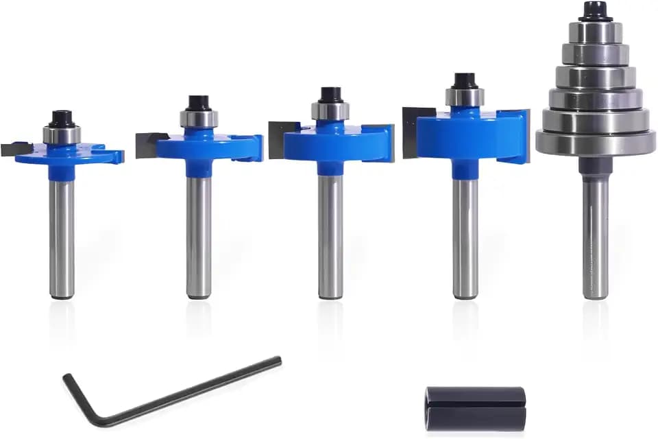 MNA 4Pcs Rabbet Router Bits 1/4" Shank with 6 Bearings Set