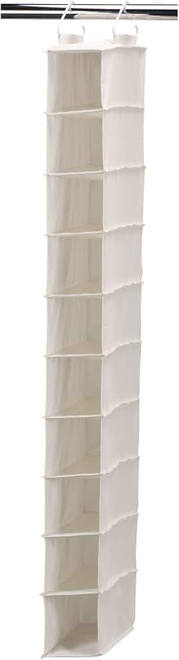 Household Essentials 311322 Hanging Shoe Storage Organizer for Closets |10 Pocket Shelves | Natural Canvas