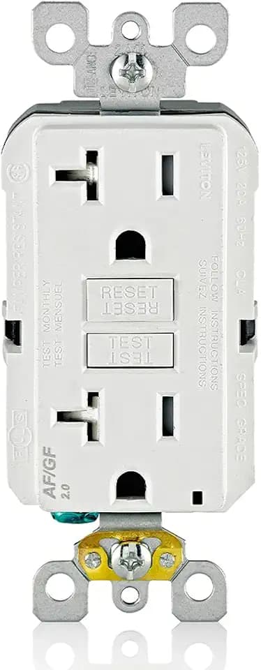 Leviton Dual-Function AFCI/GFCI Outlet, 20 Amp, AGTR2-W, White