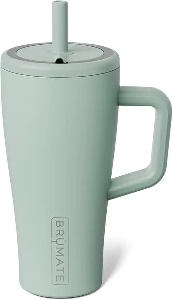 BrüMate Era 20 oz Tumbler with Handle and Straw | 100% Leakproof Insulated Tumbler with Lid and Straw | Made of Stainless Steel | Cup Holder Friendly Base | 20oz (Sage)