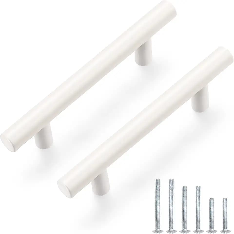 Probrico White Cabinet Pulls & Handles 3" Hole Centers Round 30 Pack