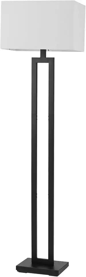 Globe Electric 58" Matte Black Floor Lamp with White Linen Shade