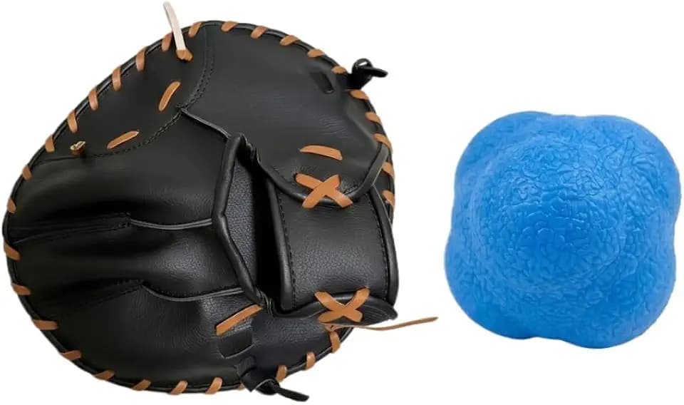 Pancake Glove Baseball Youth & Flat Gloves Softball Trainer with Agility Reaction Ball - Infield Mitt to Build Soft Hands (Ages 6-12, Right-Hand Throw)