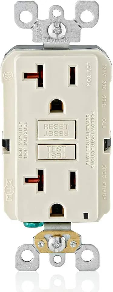 Leviton Slim GFCI Outlet, Non Tamper-Resistant, 20A, 3-Pk, GFNT2-T, Lt Almd
