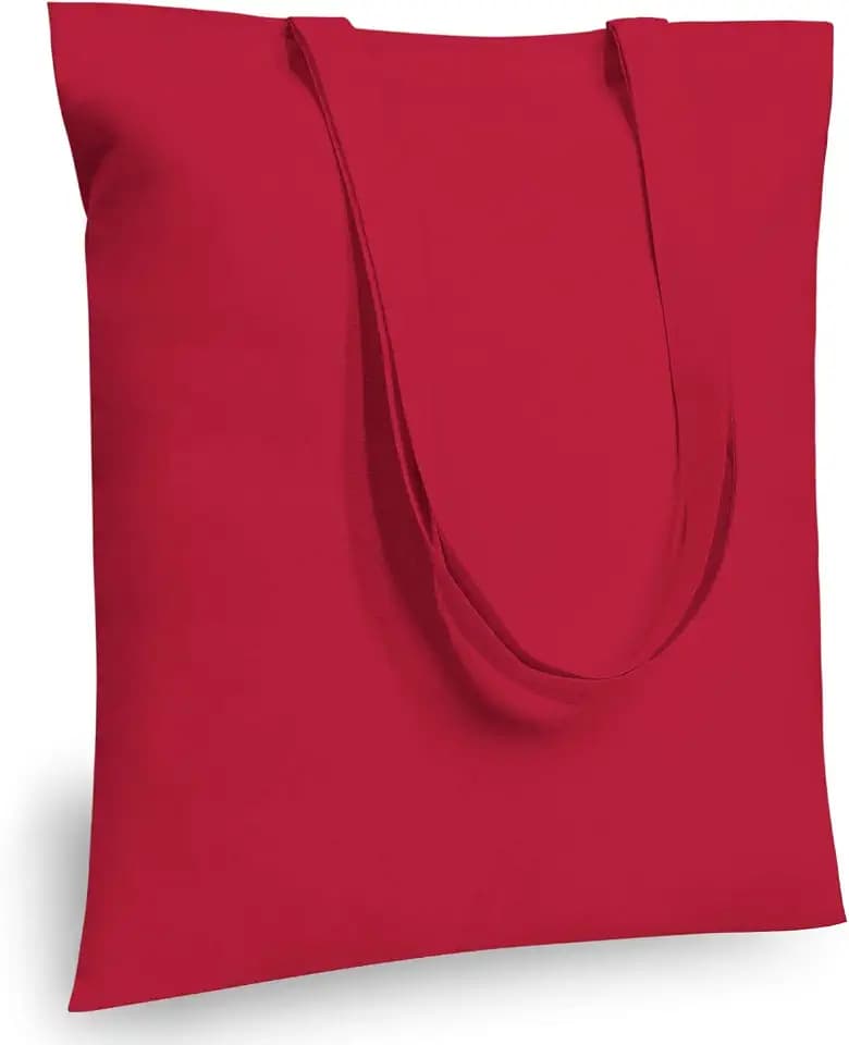 TOPDesign 12-Pack Economical 16"x15" Red Cotton Tote Bag, Lightweight Medium Reusable Grocery Shopping Cloth Bags, Suitable for DIY, Advertising, Promotion, Gift, Activity