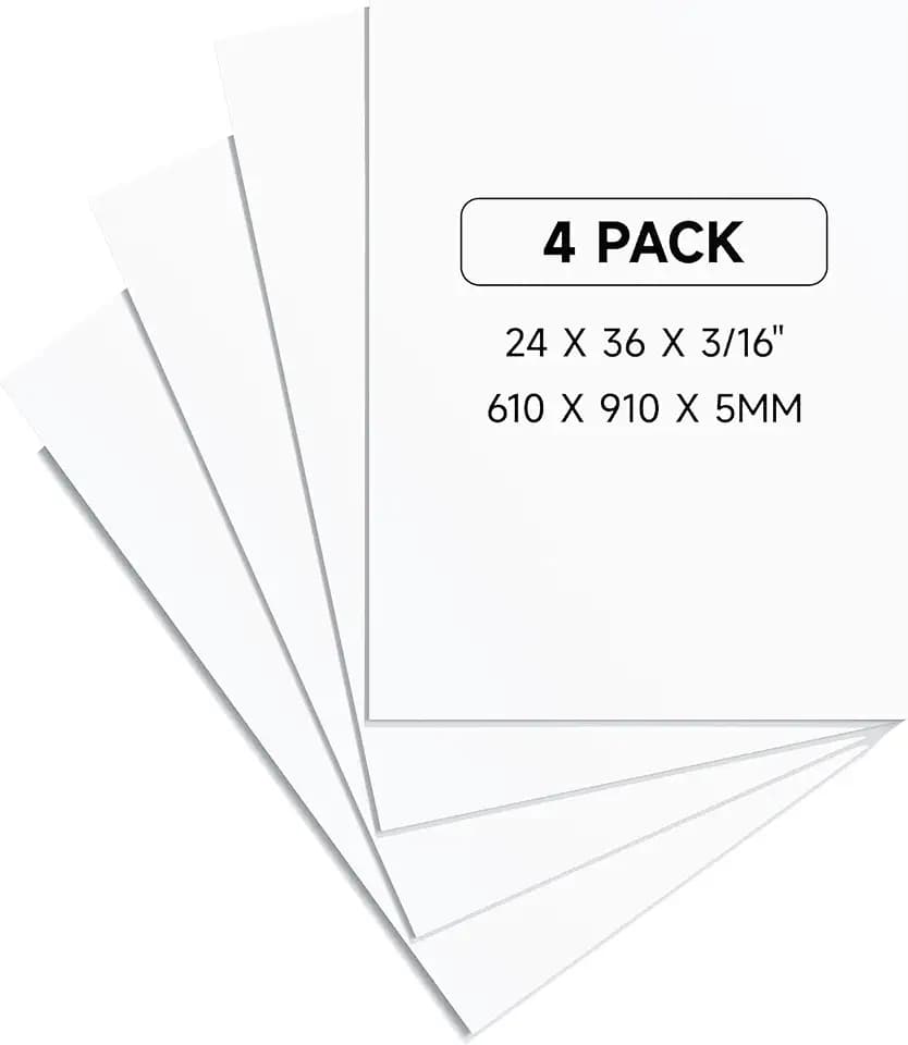 24x36" Foam Core Board 4 Pack, 5MM Thick Poster Board, White