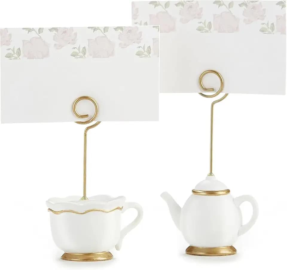 Kate Aspen, Place Card Holders, Tea Time Whimsy, Teapot and Teacup, Place Cards Included, Set of 6,Pink