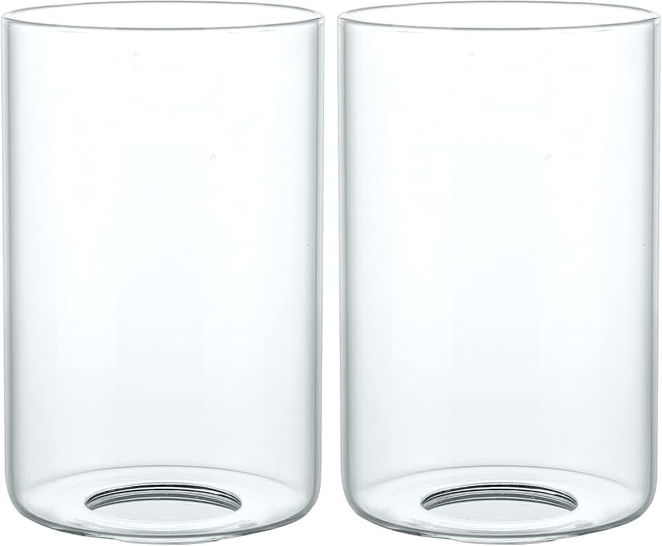 Skelang Clear Lip-less Glass Lamp Shade, Cylindrical Light Cover with Fitter Opening, Replacement for Chandelier, Bathroom Vanity Light, Pendant, Pack of 2