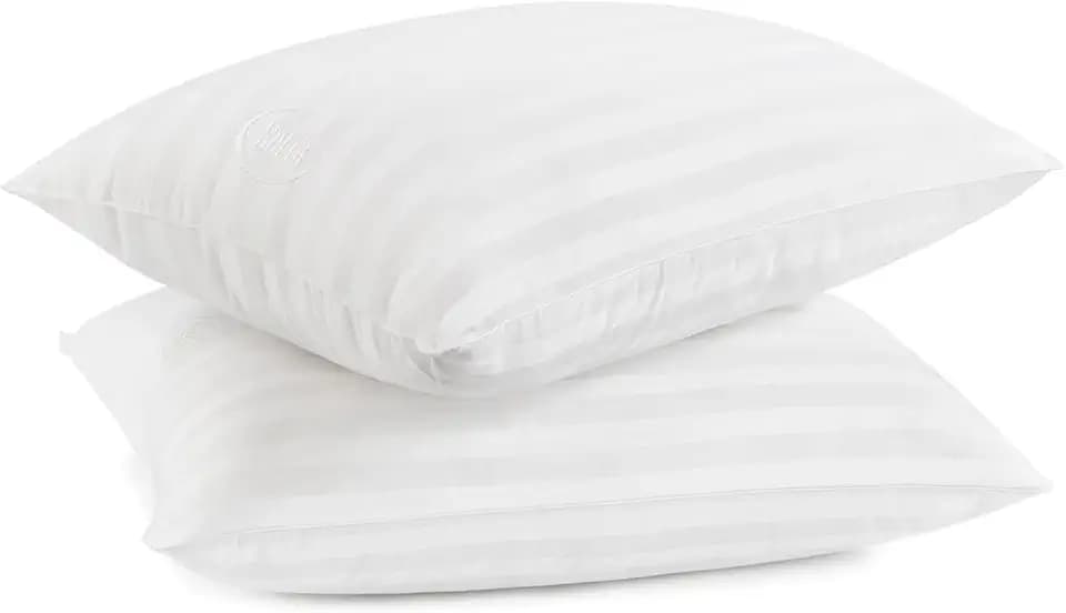 Serta Won't Go Flat Down Alternative Bed Pillows, Extra Life Foam Core with Medium Support, Perfect for Back, Stomach or Side Sleepers (2 Pack), Standard/Queen, White