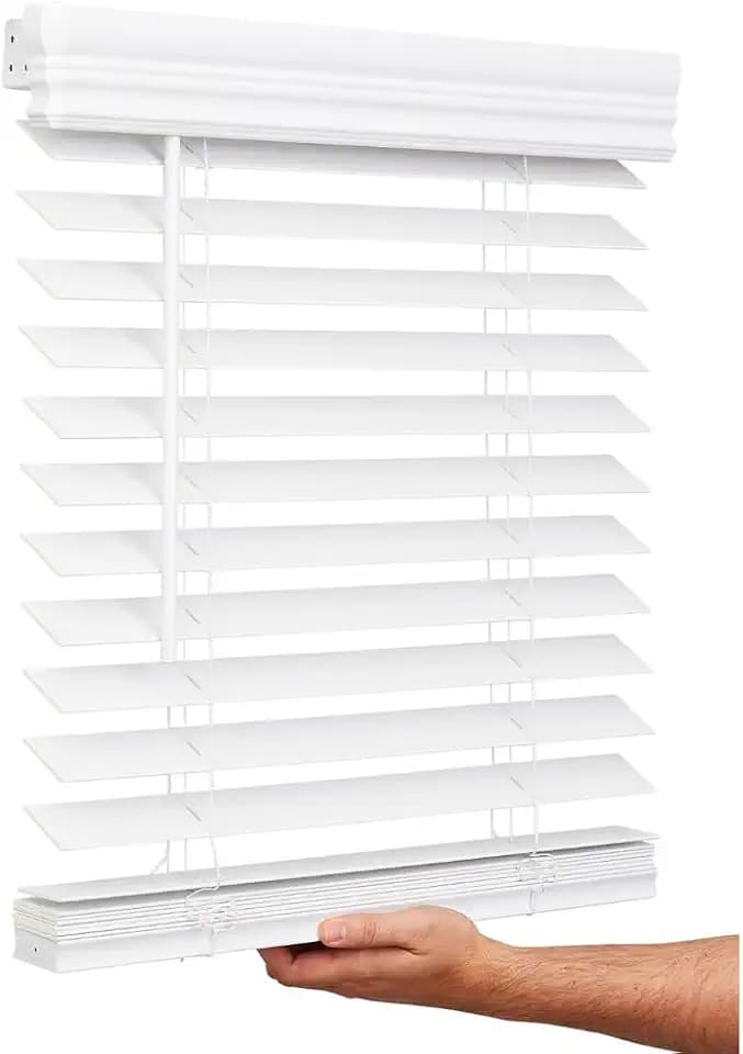 Lotus & Windoware 2" Faux Wood Cordless Blind, 24" x 72", Bright White