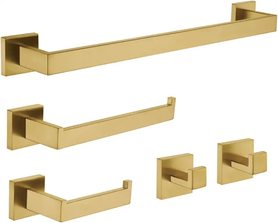Kingston BAHK6024778BB Bar Bathroom Accessory Set, Brushed Brass