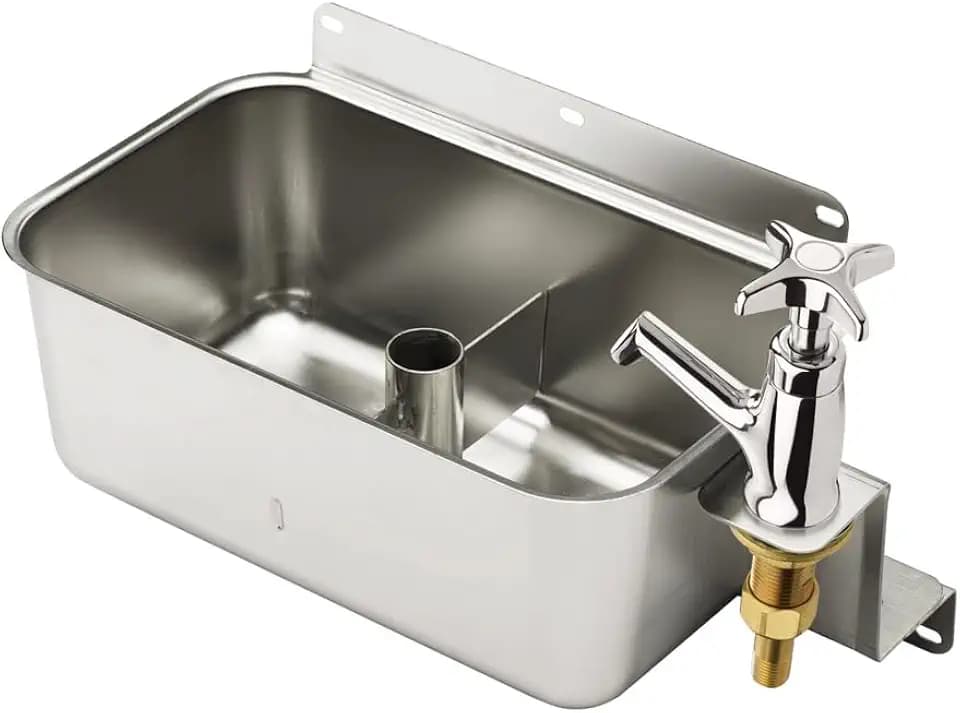 Krowne 16-153L Royal Series Low Lead Front Mount Dipperwell with Faucet | Commercial Kitchen Bar Sink Accessory Kit for Restaurant Cafe Catering Service | 10"W x 6"D x 3-5/16"H, Stainless Steel, NSF