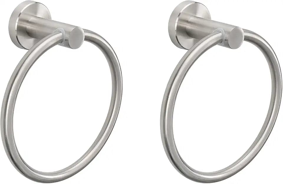 NearMoon Bath Towel Ring, Bathroom Hardware Accessories-Thicken Stainless Steel Hand Towel Holder for Bathroom, Modern Round Towel Hanger Wall Mounted (Brushed Nickel, 2 Pack)