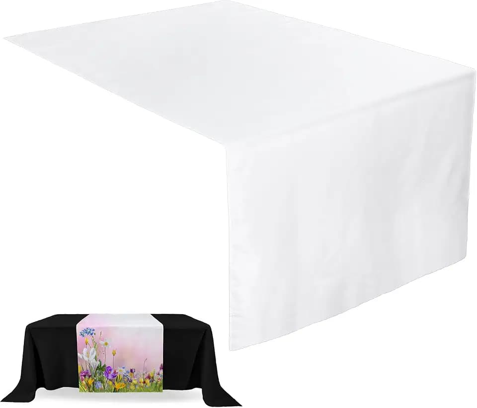 Breling 1 Pcs White Sublimation Table Runner Blank, 36 X 72 Inch