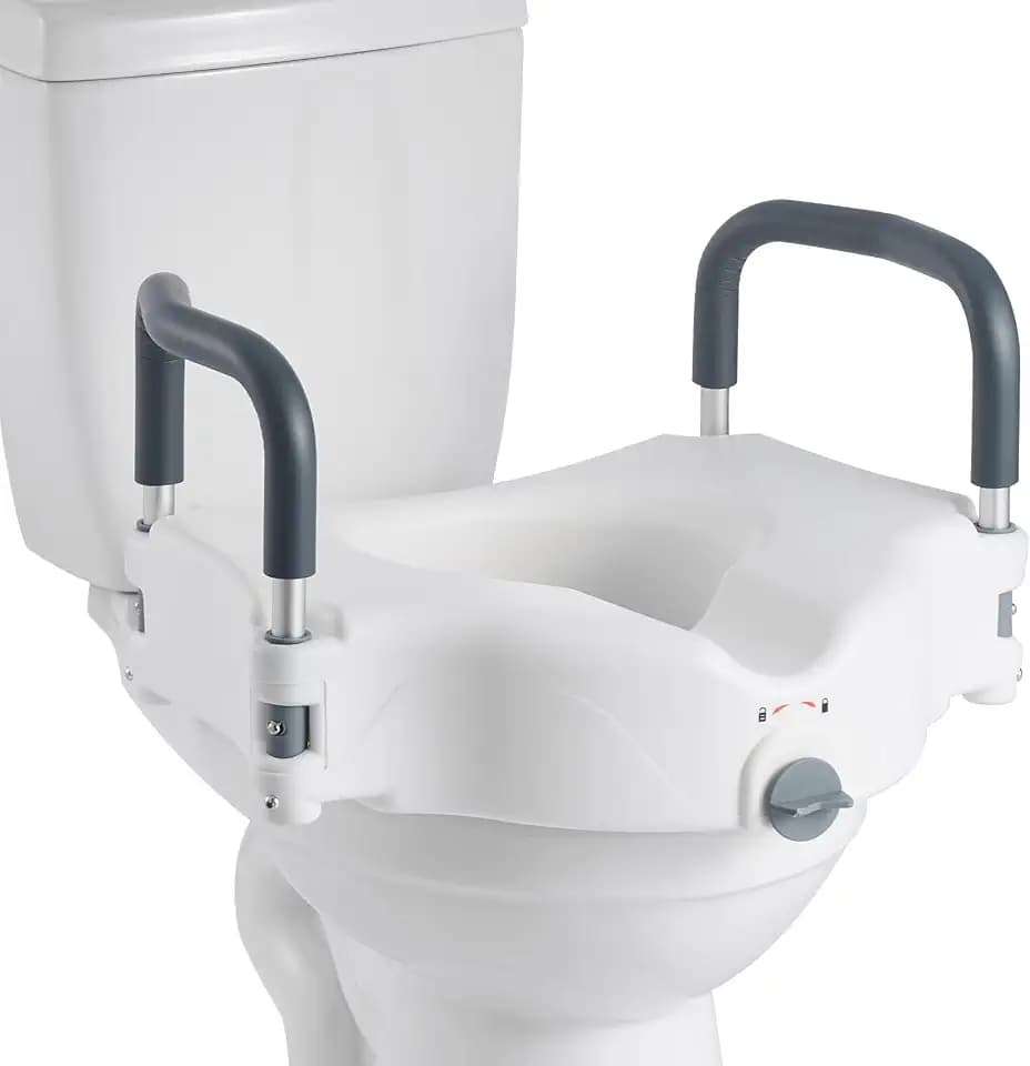 VEVOR Toilettensitzerhöhung Toilettenerhöhung mit gepolsterten Armlehnen & 136 kg Tragkraft & 127 mm Hubhöhe, erhöhter Toilettensitz für ältere Menschen Senioren Behinderte Schwangere