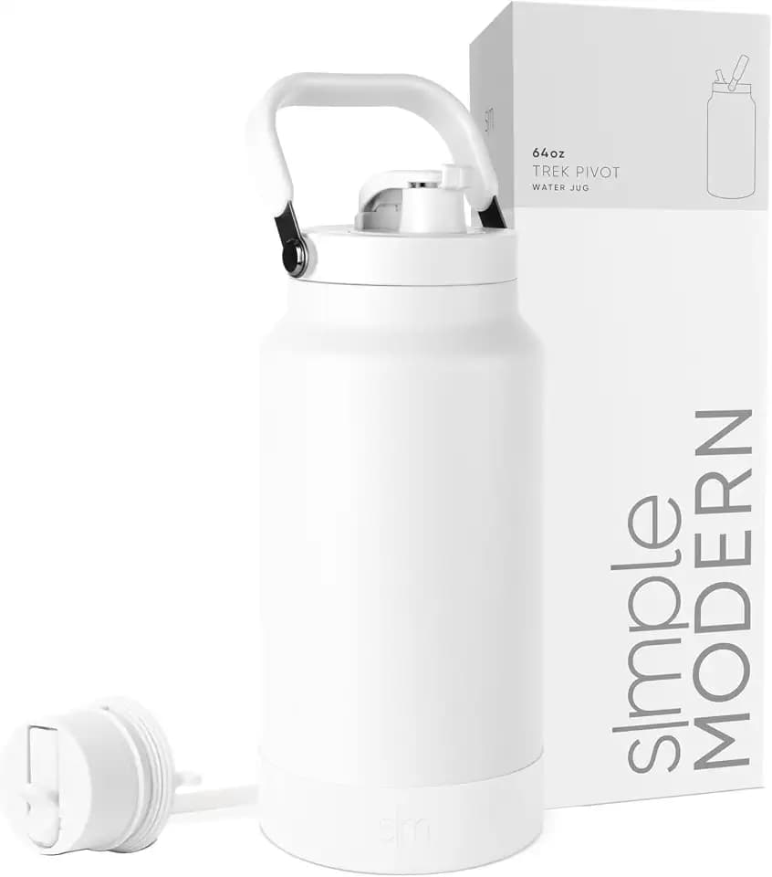 Simple Modern Water Bottle Jug | Straw & Chug Lid | 64oz, White