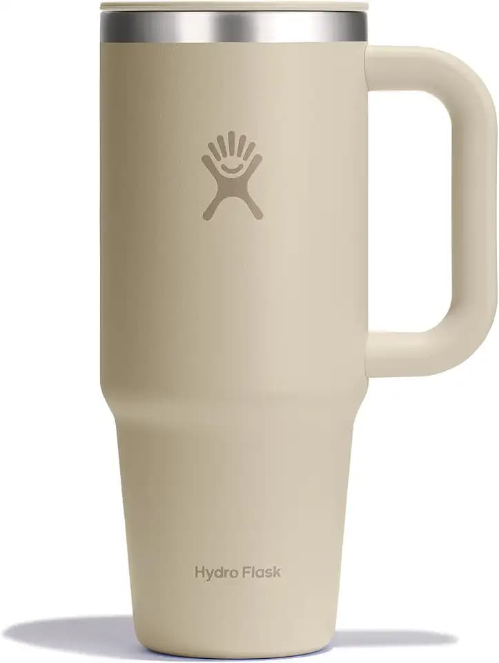 Hydro Flask Coffee Travel Tumbler Mug – Insulated Stainless Steel, Leak Resistant Hot & Iced Coffee Cup 24 Oz Oat Tan