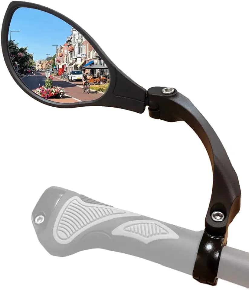 Hafny NEW Handlebar Bike Mirror, HD Glass Lens (Anti-glare Blue Left) HF-M902LB-FR01