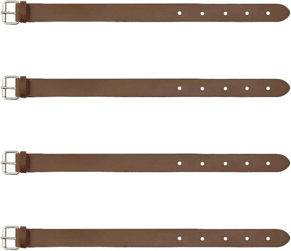 FINGERINSPIRE 4 Pack Traditional Kilt Extender Straps - 15.74 Inch x 1 Inch Coconut Brown Imitation Leather with Adjustable Metal Buckle | for Men & Women Clothing, DIY Crafts, Halloween Costumes