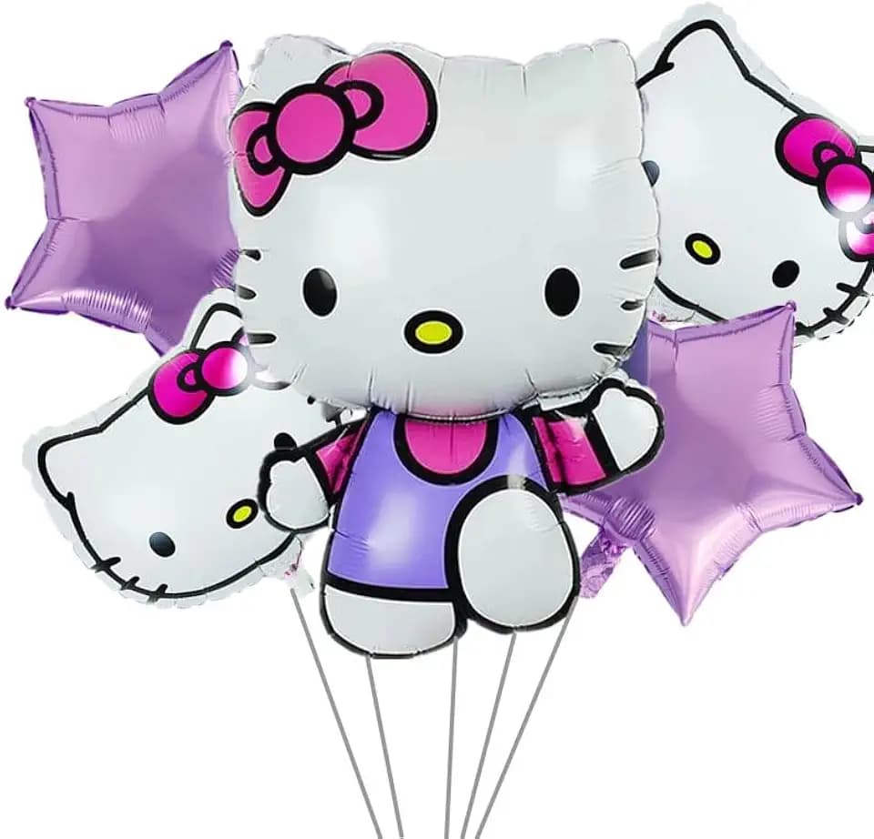 Hello Cat Party Supplies Round Aluminium Balloons, Pink, 18 inches