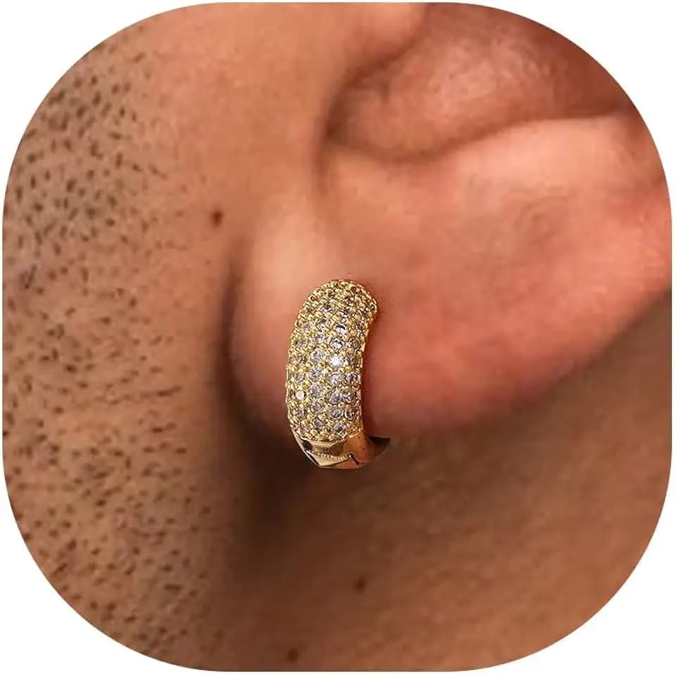 Hoop Earrings for Men - 14K Gold Plated Cartilage Huggie Earring